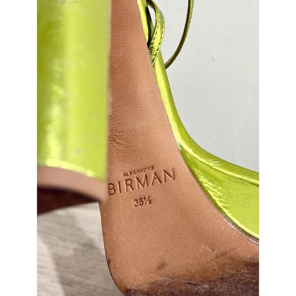 Alexandre Birman Lenny Metallic Leather Crystal Platform Sandals Avocado EU 36.5 - Picture 6 of 7